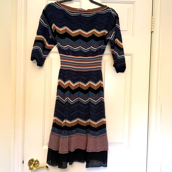 jil sander crochet dress Jil Sander Navy Crochet Knit Stripe Maxi Dress House Of Huntington